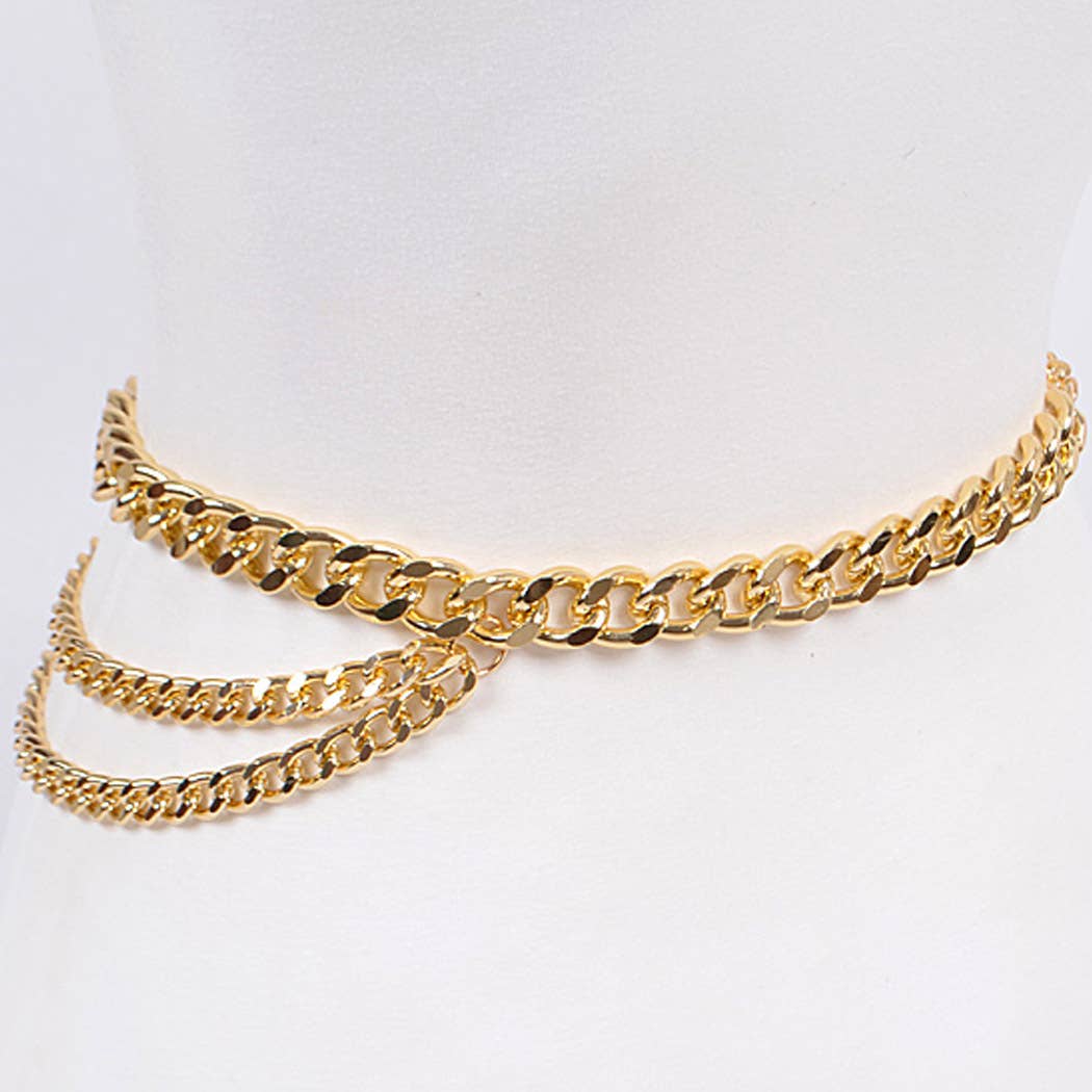 Plus Size Layered Chain Belt: Gold 37-56 waist