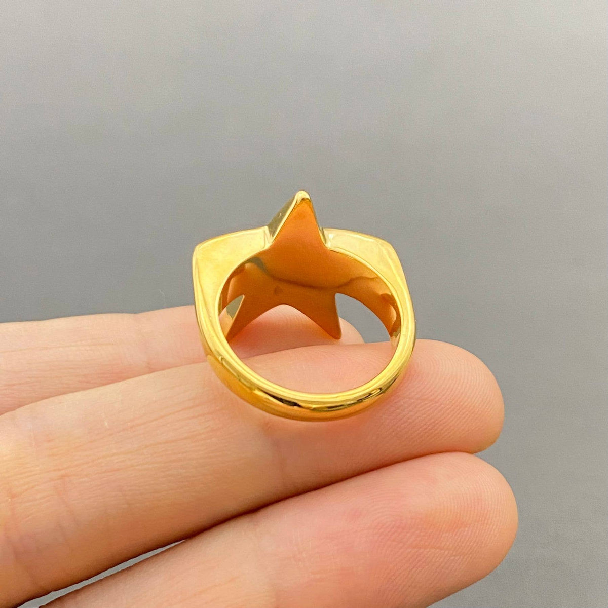 BLESSING Star 18K Gold Plated Stainless Steel Ring - FGS/MS: Steel color / 8