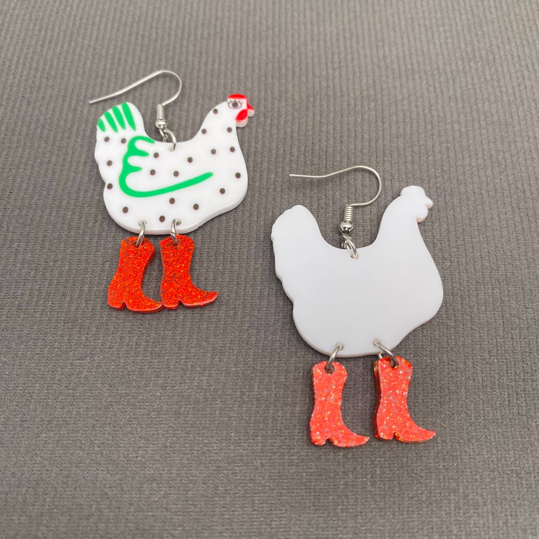 Acrylic Cock Dangle Earrings - YK: Green