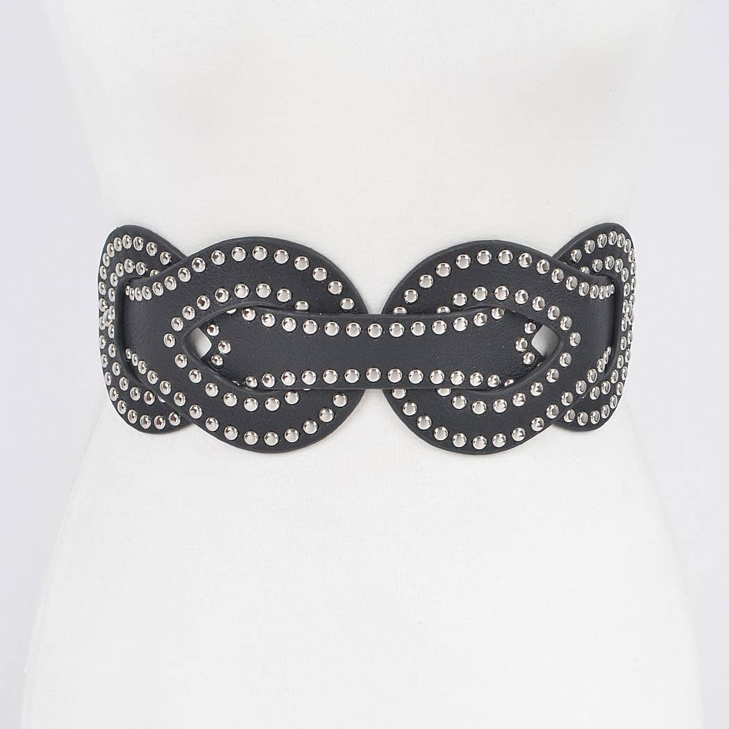 Faux Leather Metal Studded Plus Size Elastic Belt
HB8657: BKSL