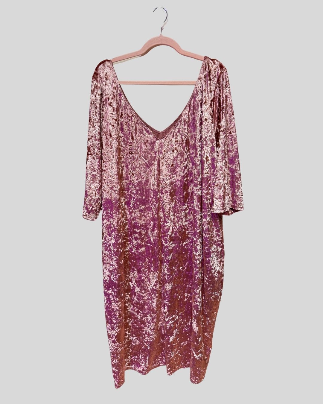 Peridot Pink Crushed Velvet Dress (4X)