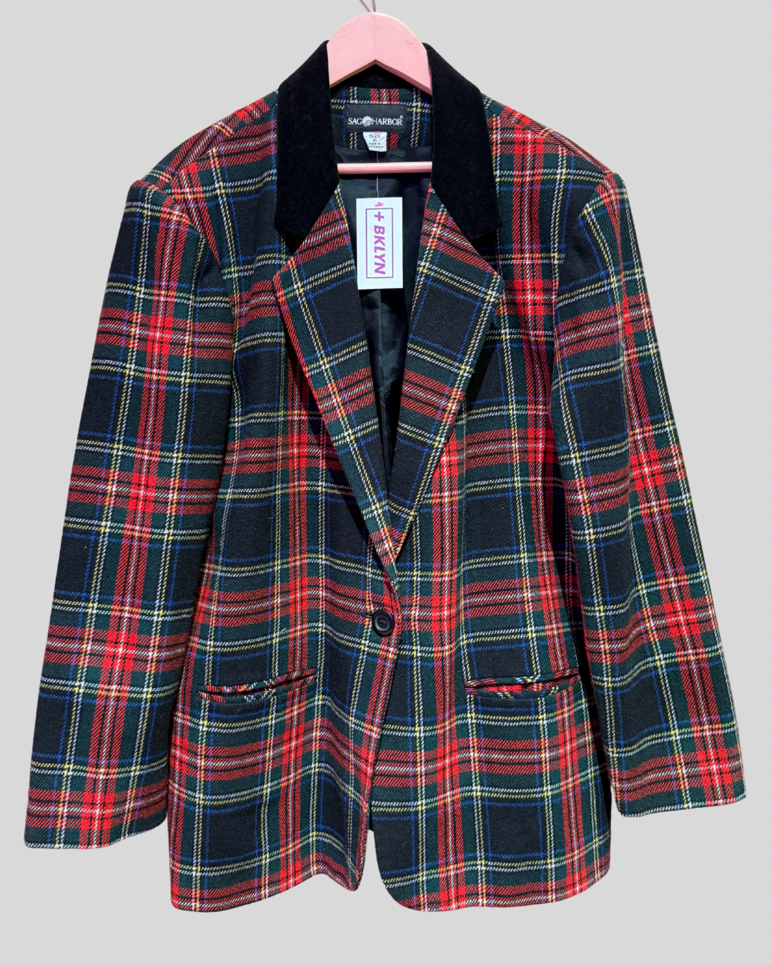 Vintage Sag Harbor Red Plaid Wool Blend Blazer (16)