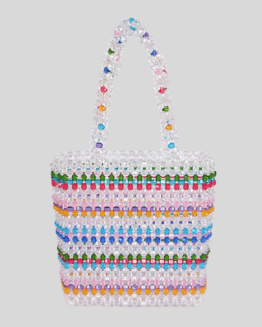 Acrylic Beaded Tote Bag: Multicolor