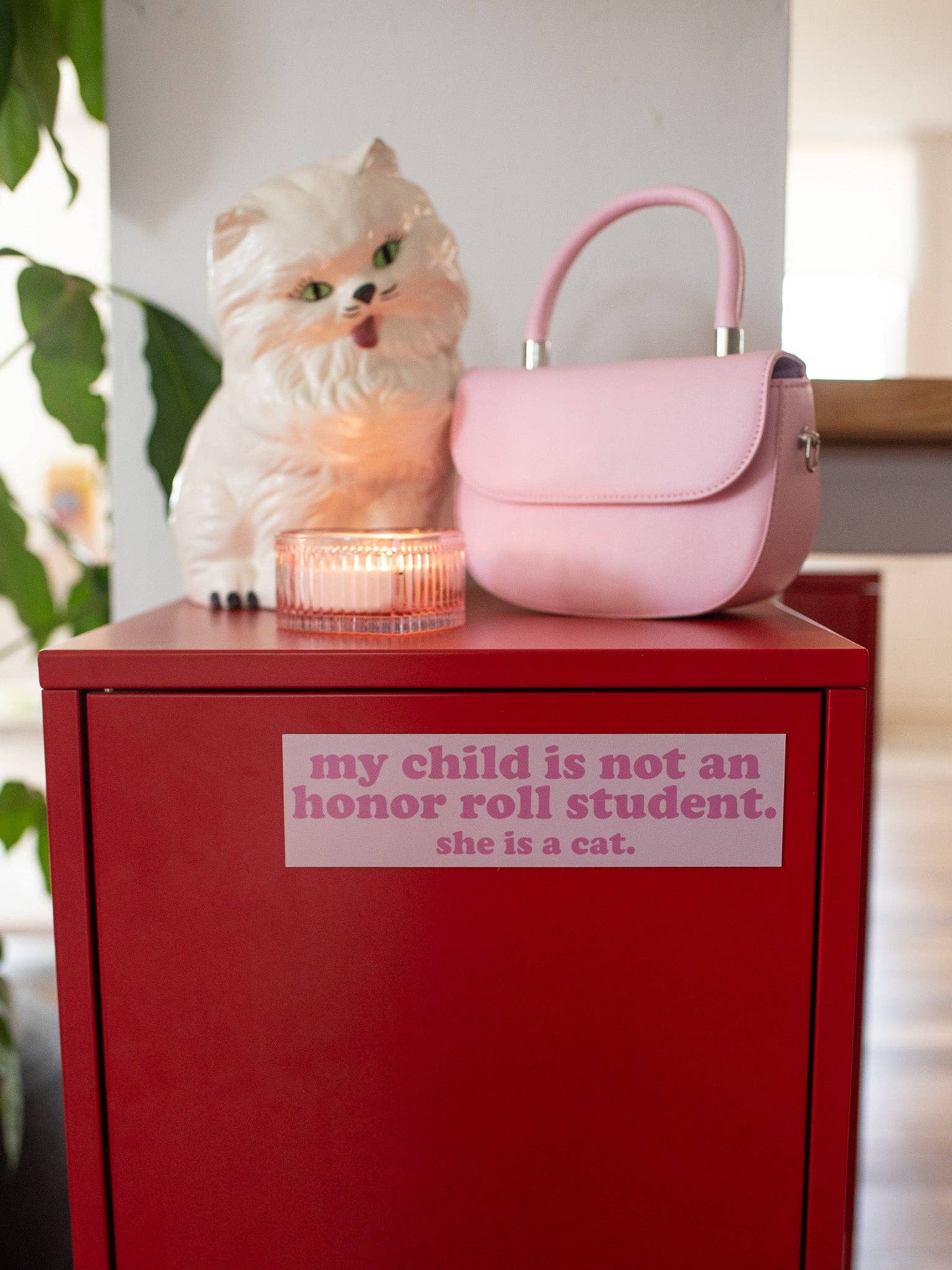 Honor Roll Cat Bumper Magnet - Pink