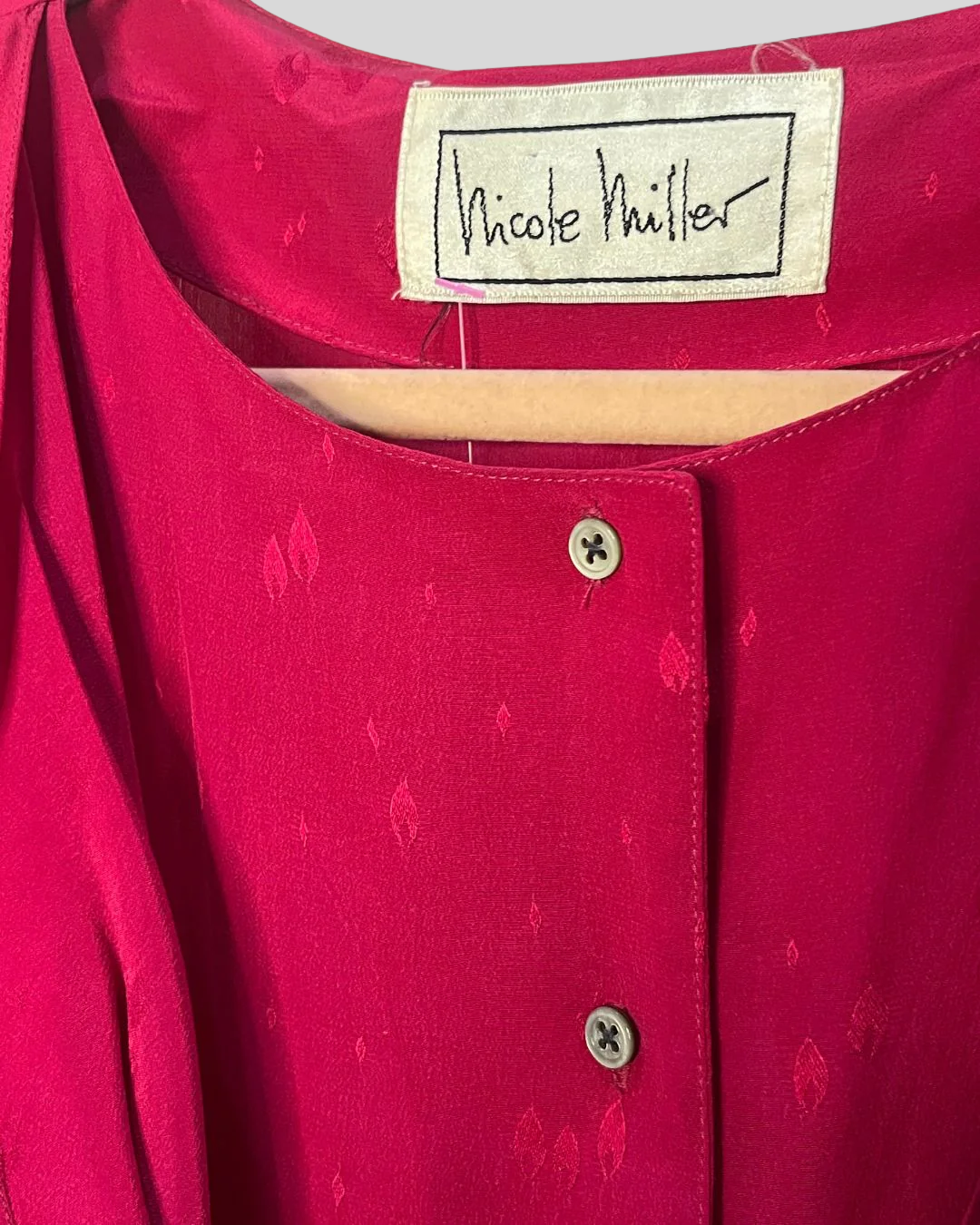 Vintage Nicole Miller Silk Lace Trim Dress in Fuschia (1X)