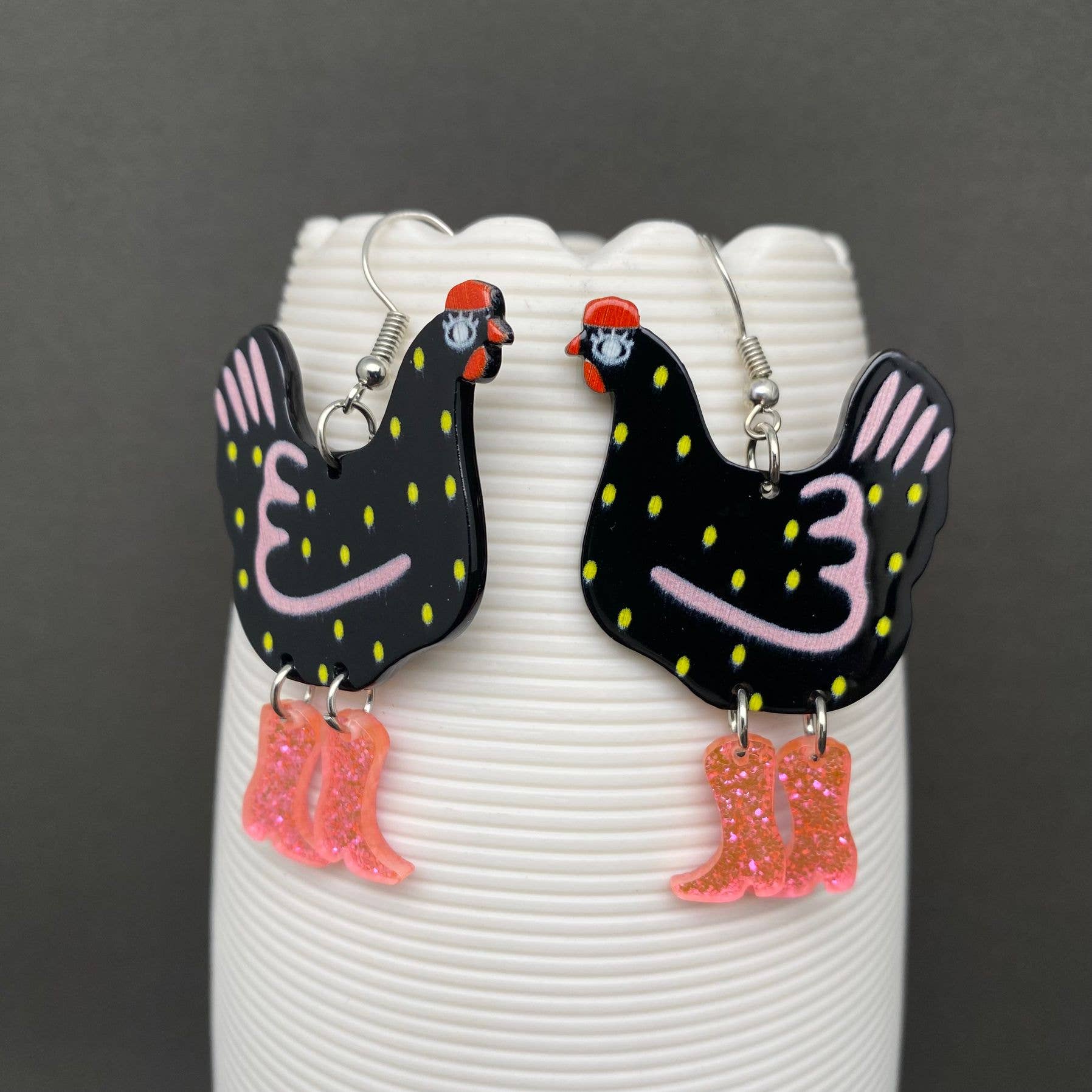 Acrylic Cock Dangle Earrings - YK: Green