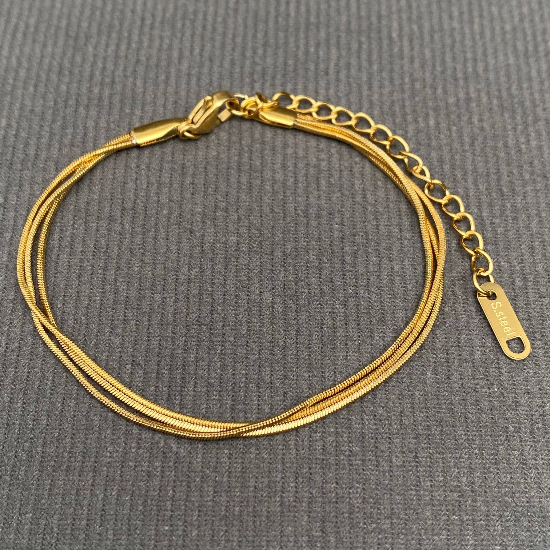 3 Chains 18K Gold Plated Stainless Steel Bracelet - FGS: Steel color
