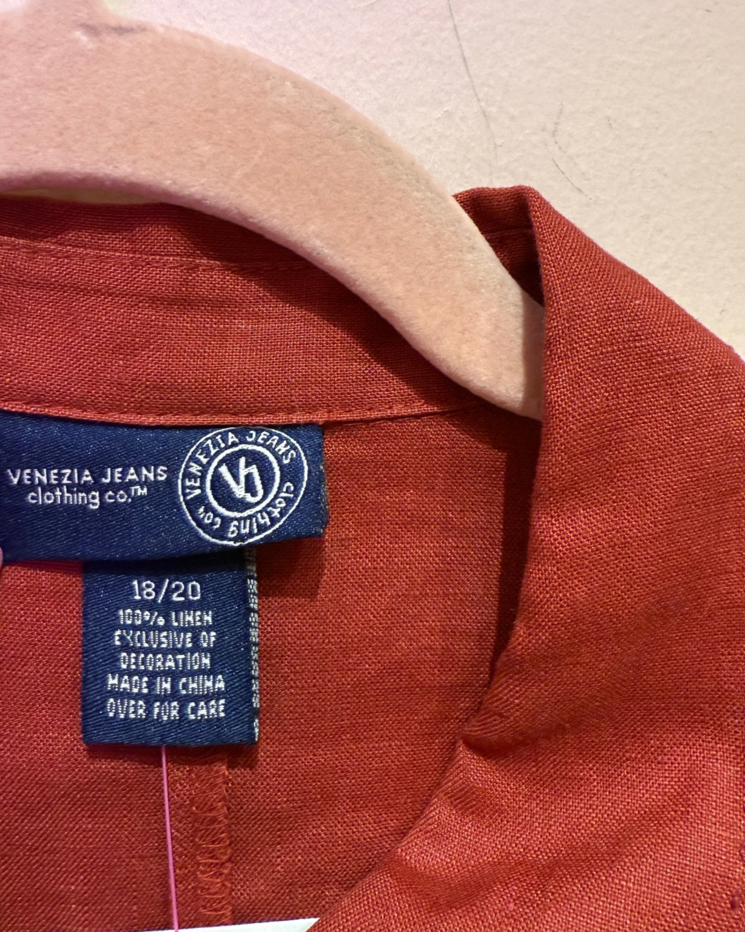 Vintage Venezia Linen Rust Red Button Down Shirt (18/20)