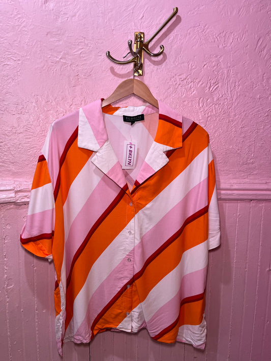 ELOQUII Lesbian Flag Colored Button Down