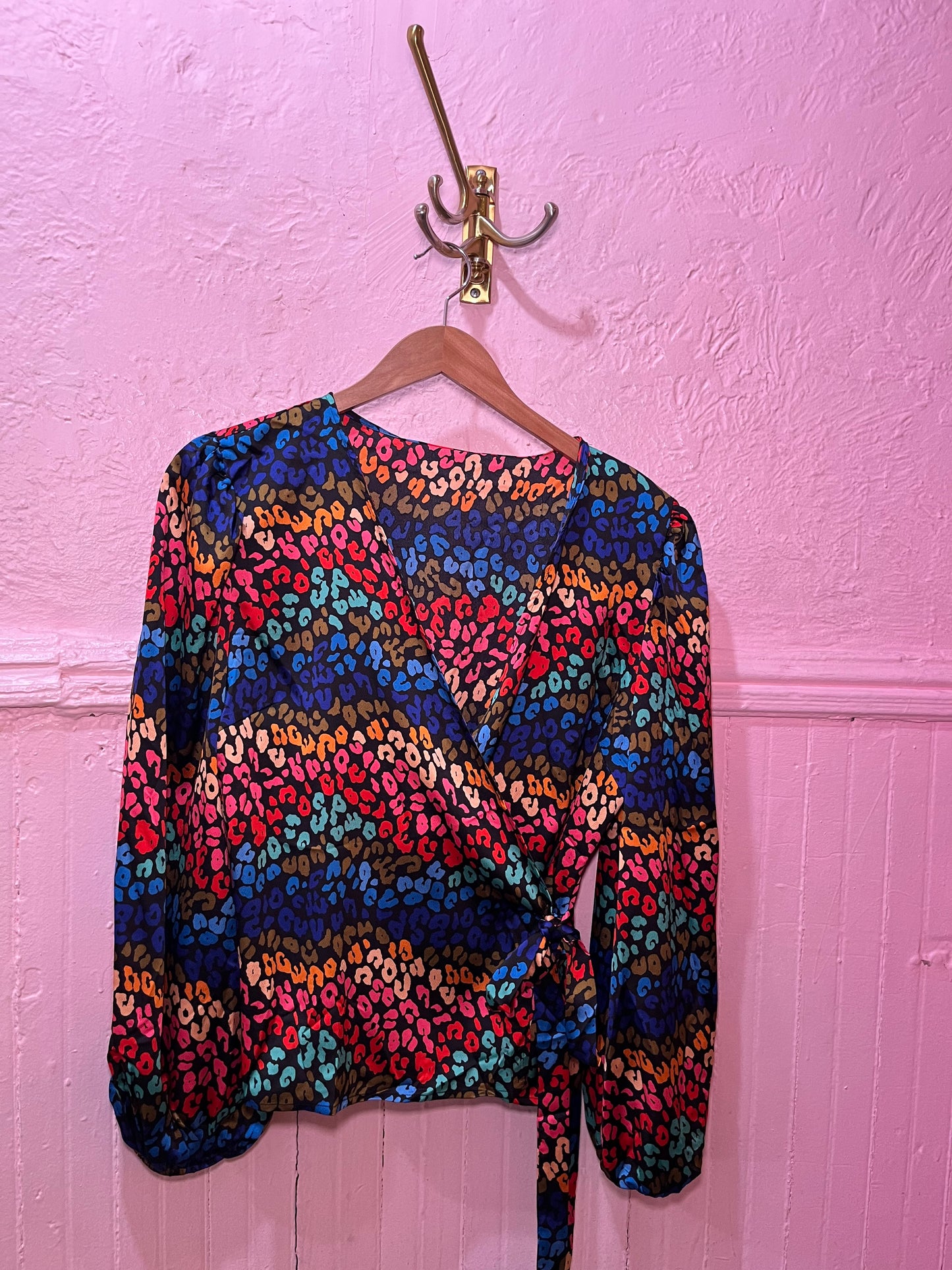 NEVER FULLY DRESSED Rainbow Leopard Wrap Top