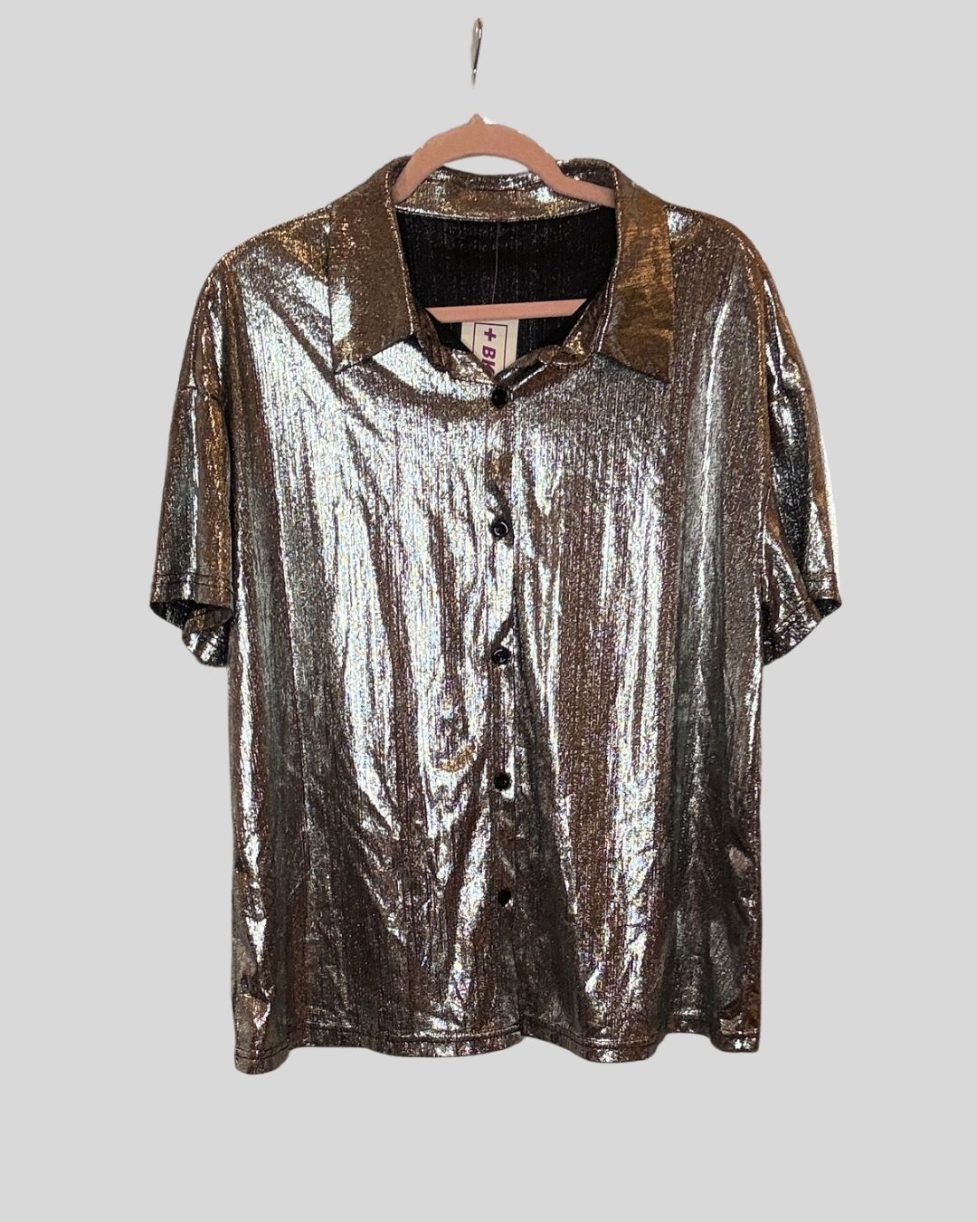 UNBRANDED SILVER METALLIC BUTTON DOWN (1X)