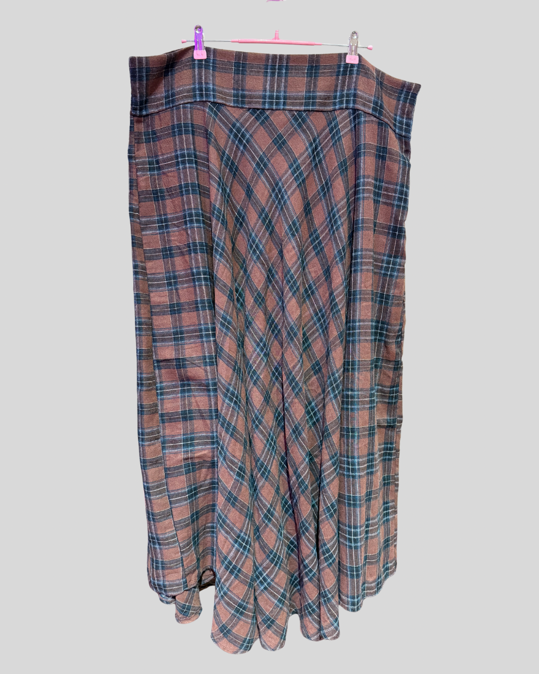 Emery Rose Brown Plaid Maxi Skirt (fits 3X)