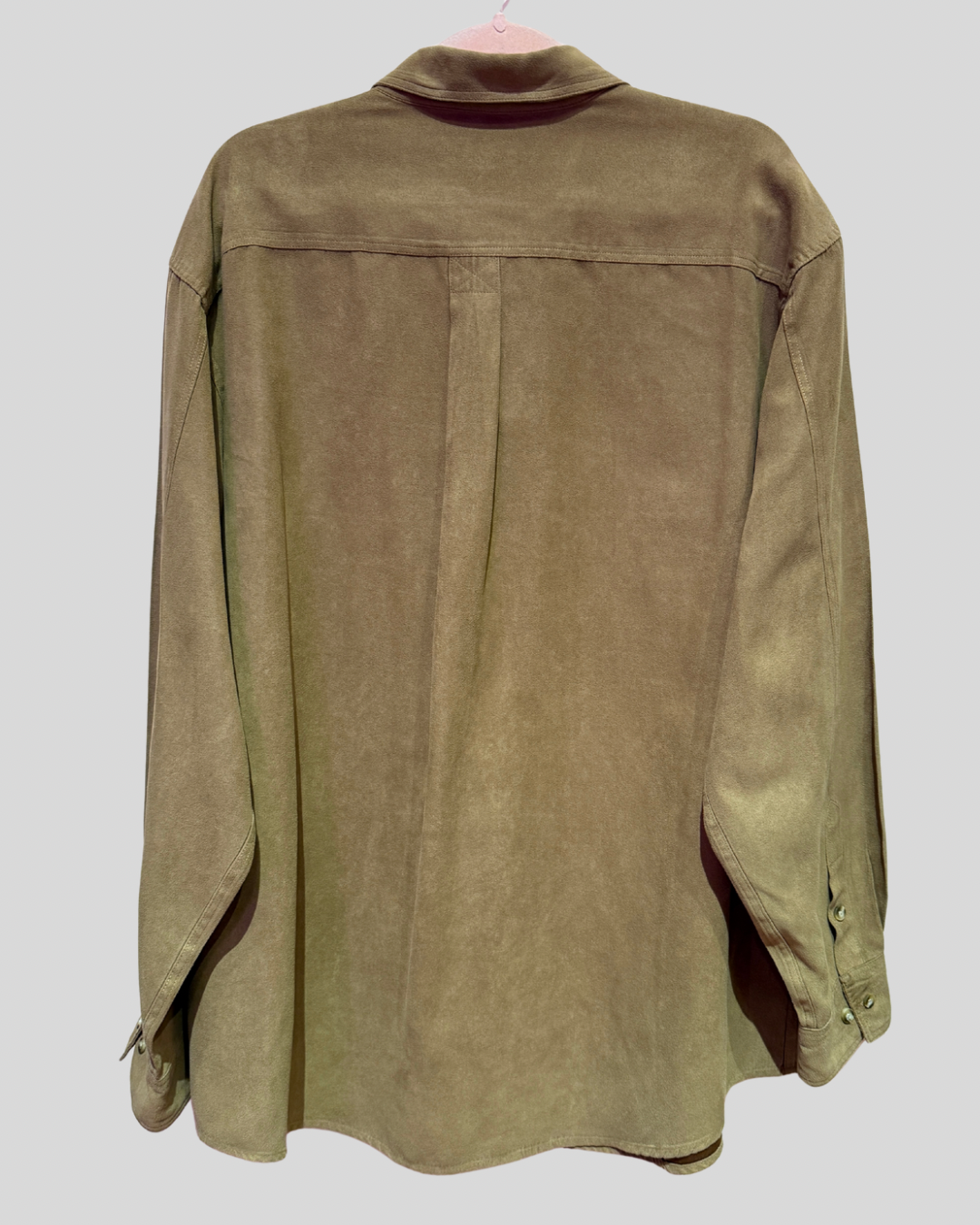 Vintage Covington Olive Brown Faux Suede Button Down Top (XL)