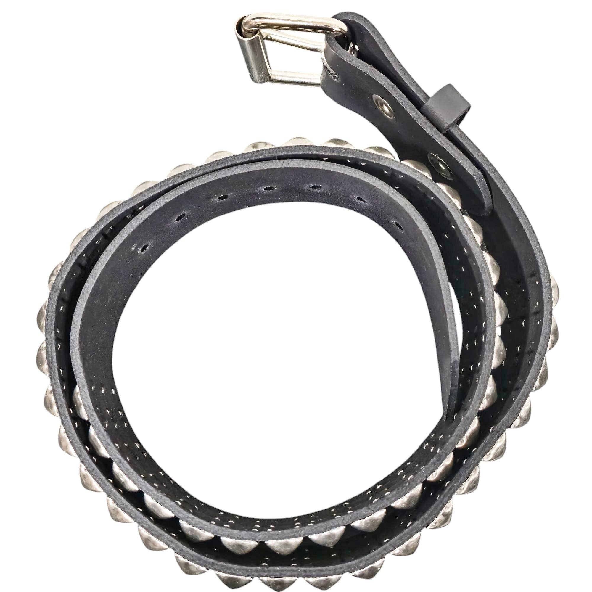 Genuine Leather Three Row Silver Studded Belt 43-48 Waist