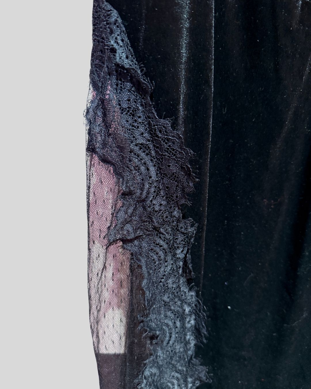 Pretty Little Thing black velvet mesh lace dress (22)