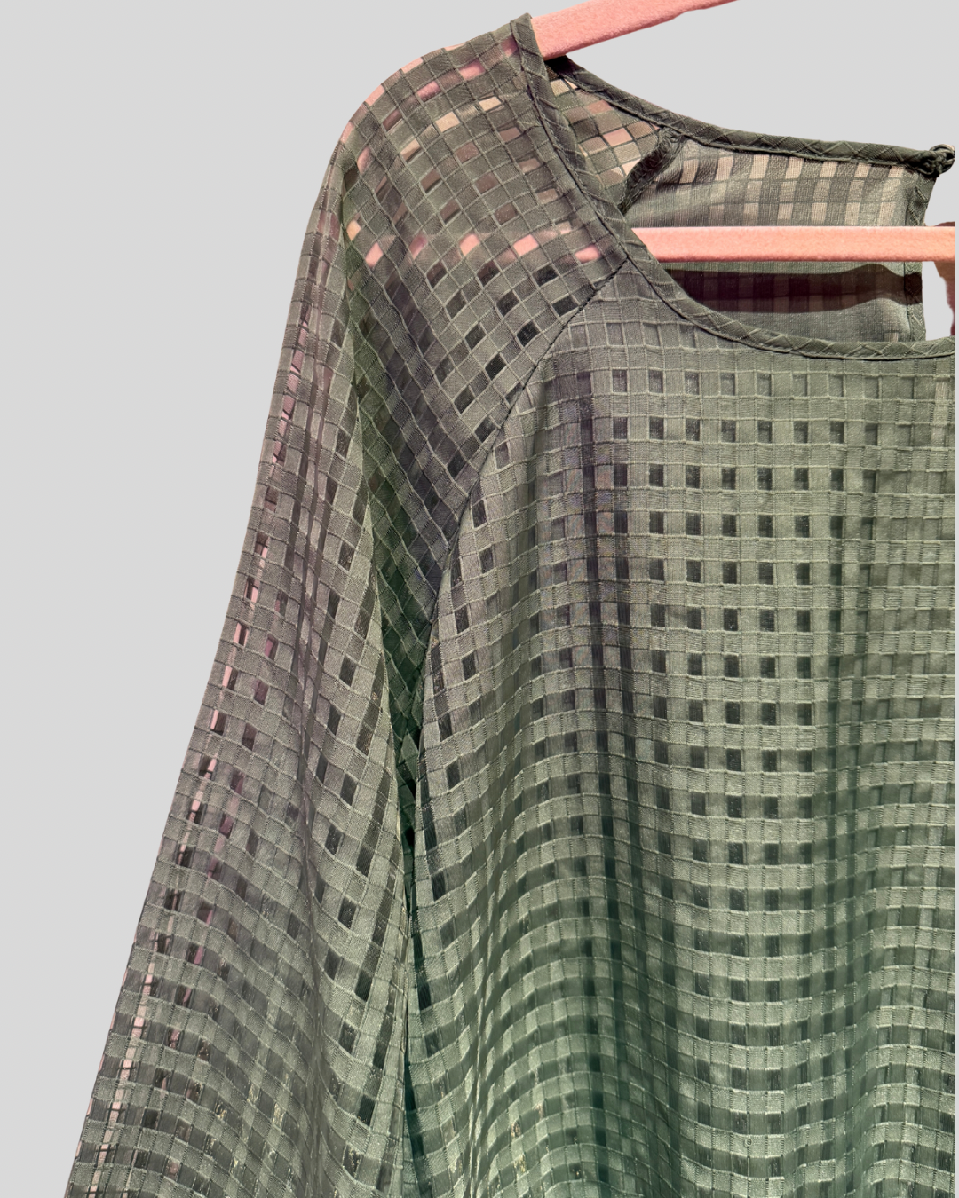H&M Green Sheer Grid Tiered Dress (XXL)
