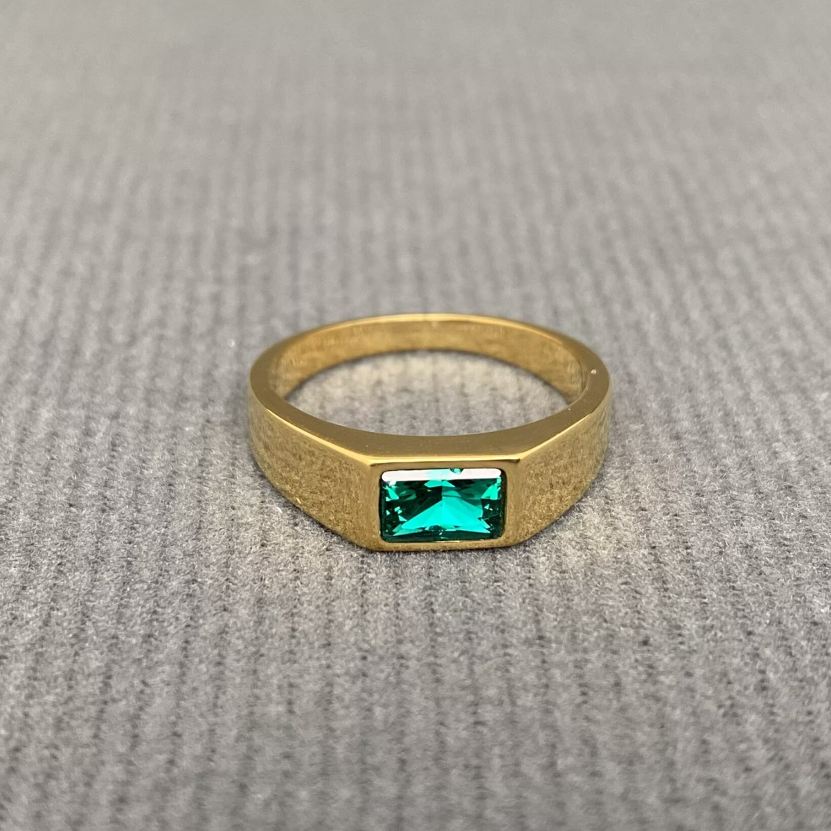 Square Zircon Inlaid 18K Gold Plated Stainless Steel Ring - FGS: Steel Color+Black / 10