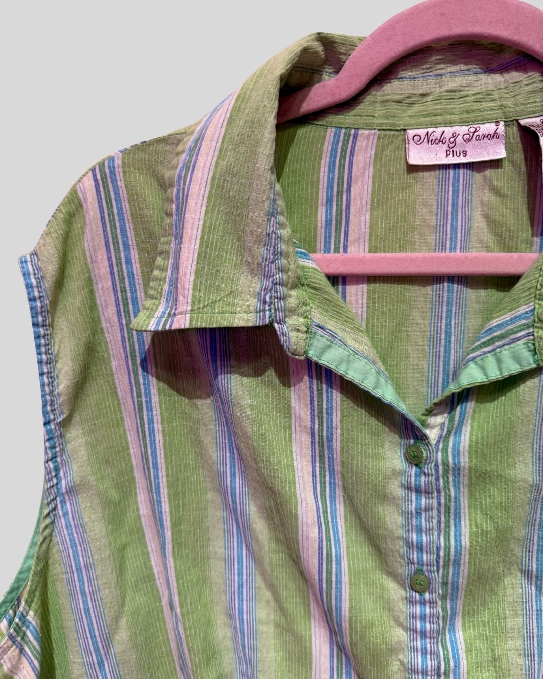 Vintage Nick & Sarah green stripe top (2X)