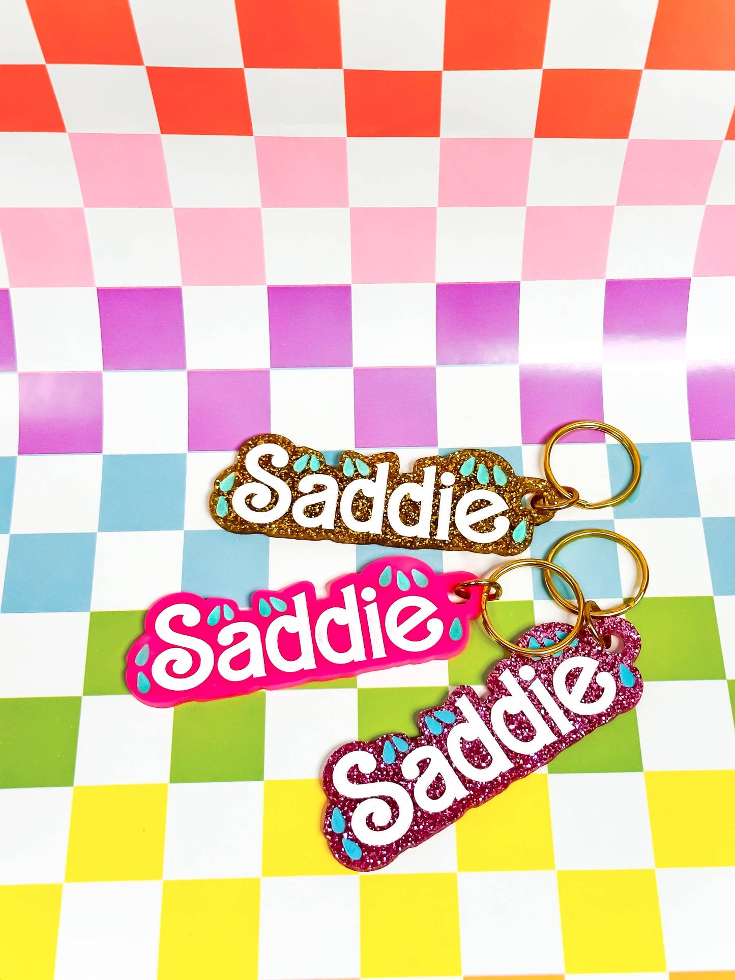 The Hissin' Kitten - Baddie / Saddie - Double Sided Keychain!: Gold / Pink