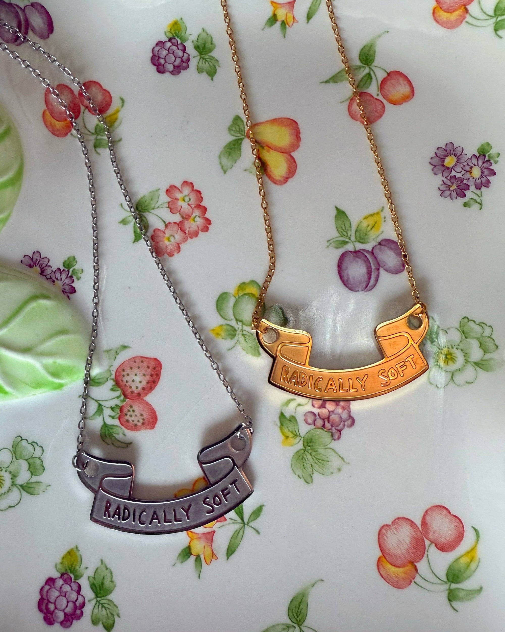 Radically Soft Slogan Necklace: Gold