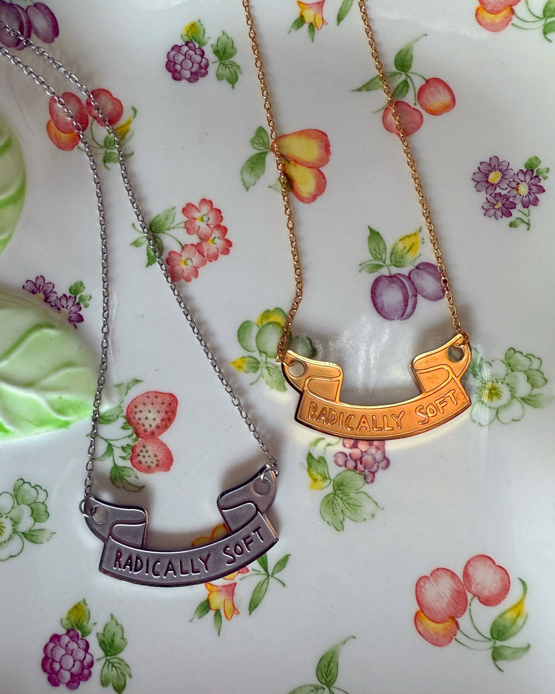 Radically Soft Slogan Necklace: Gold