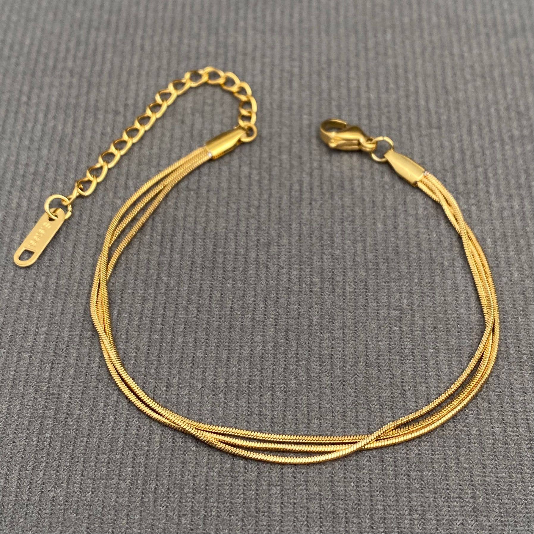 3 Chains 18K Gold Plated Stainless Steel Bracelet - FGS: Steel color