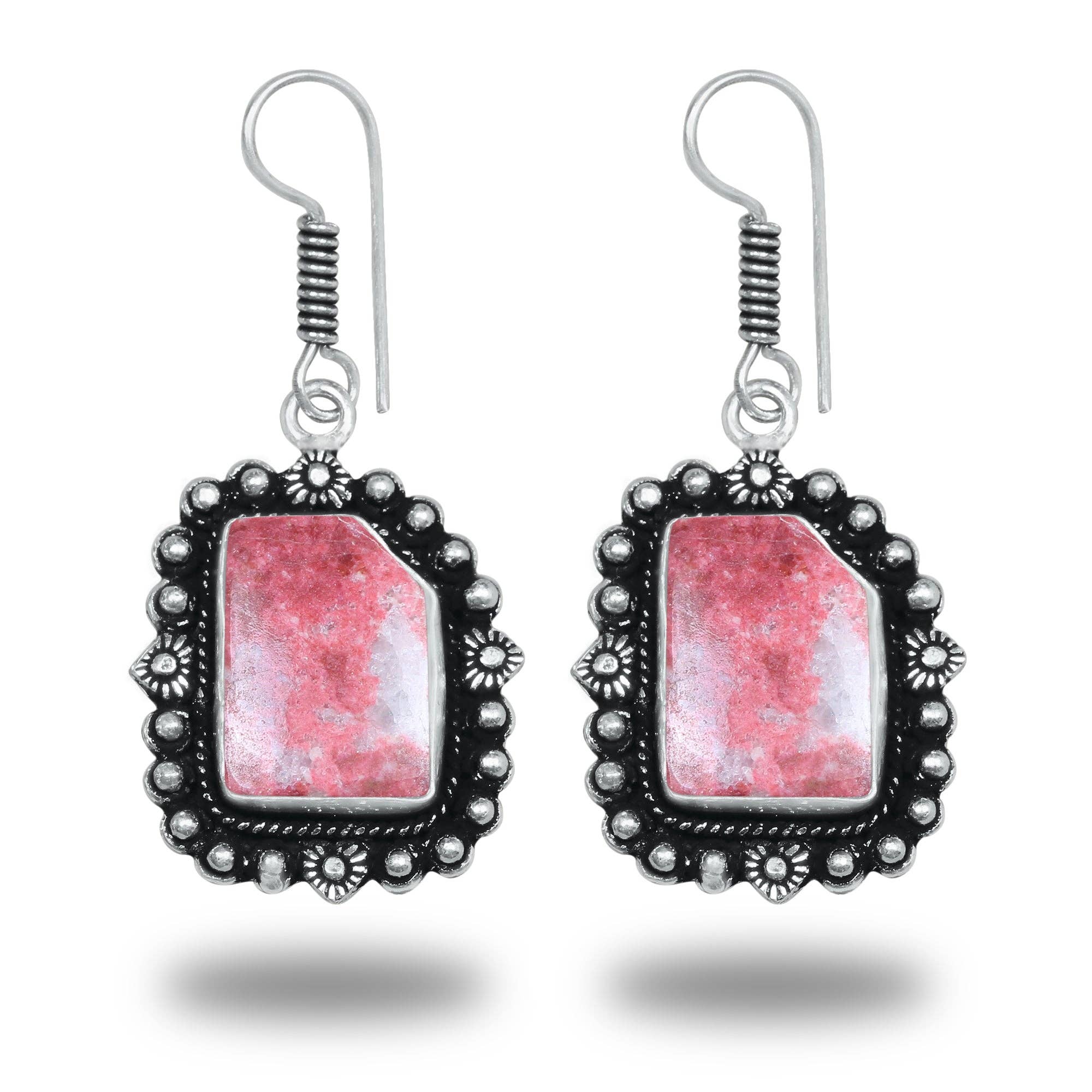Boho Designer Earrings – Silver-Plated, Handmade, Assorted Gemstones | Wholesale: Pack of 20