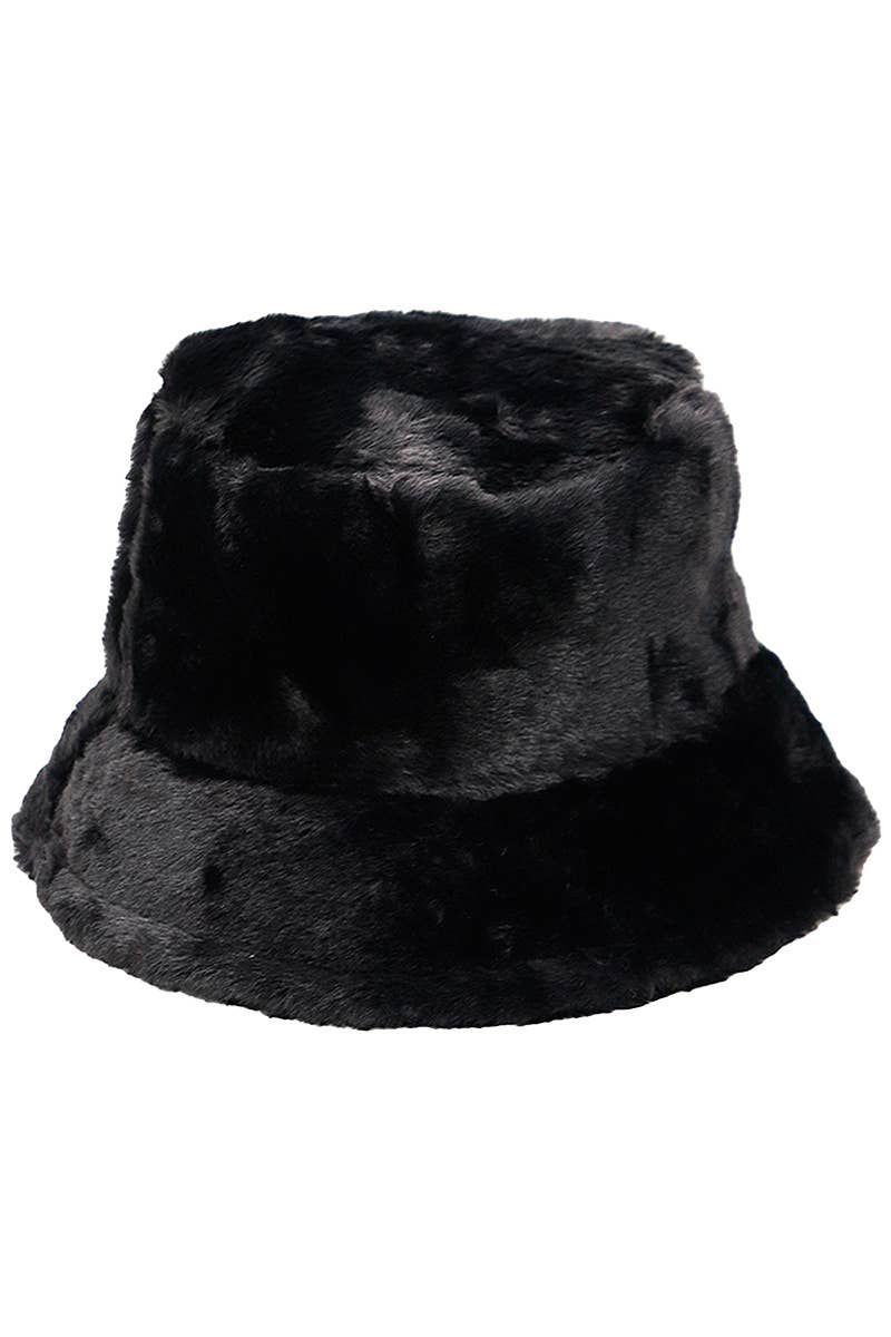 Cap Zone - Oversized Fluffy Faux Fur Bucket Hat