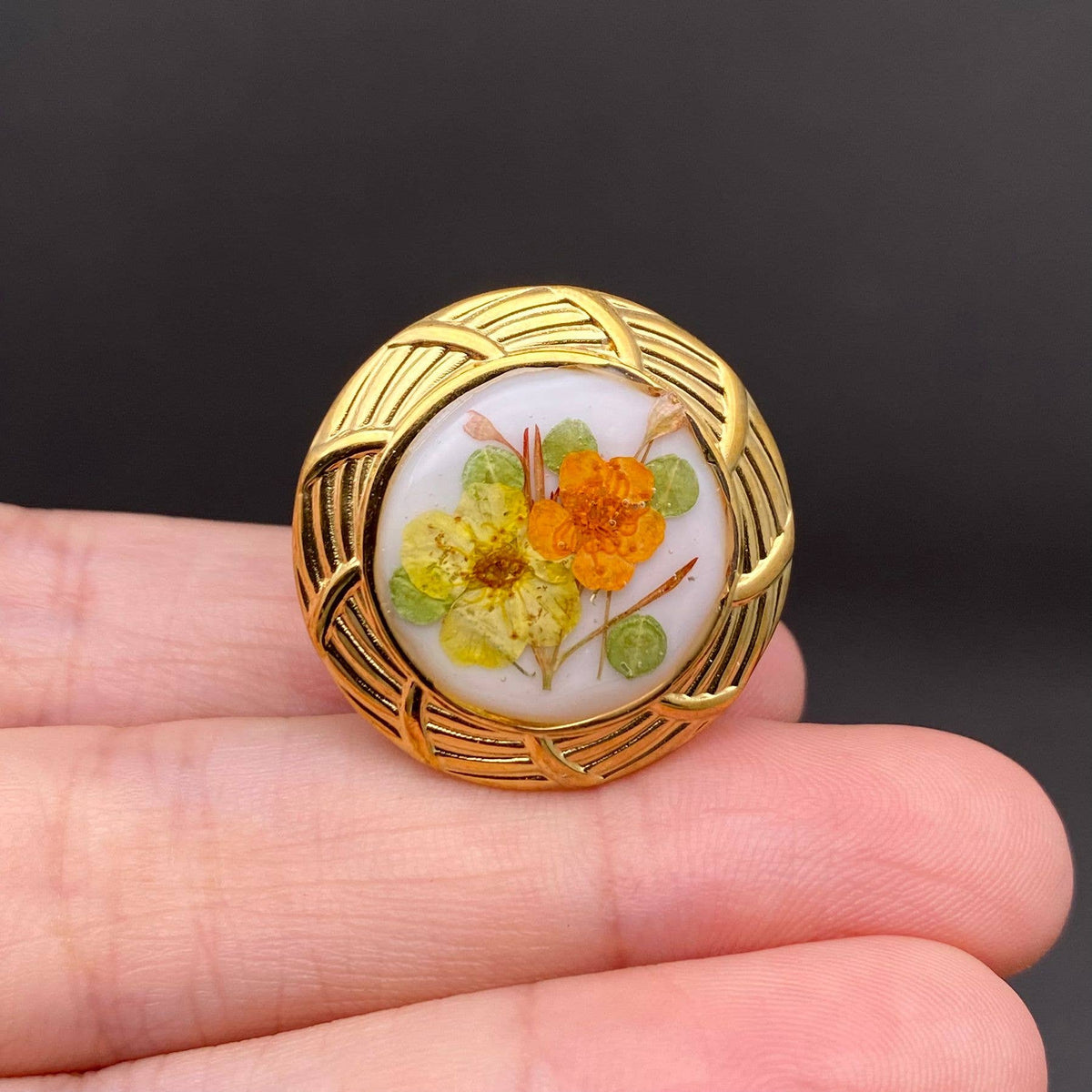 Dried Flowers Geometric 18K Gold Plated S.teel Ring - PDF: Style E
