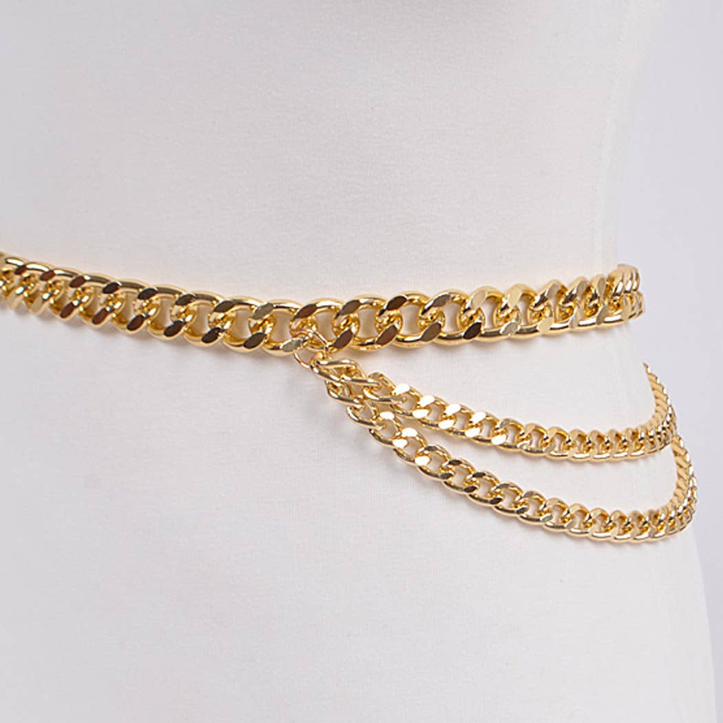 Plus Size Layered Chain Belt: Gold 37-56 waist