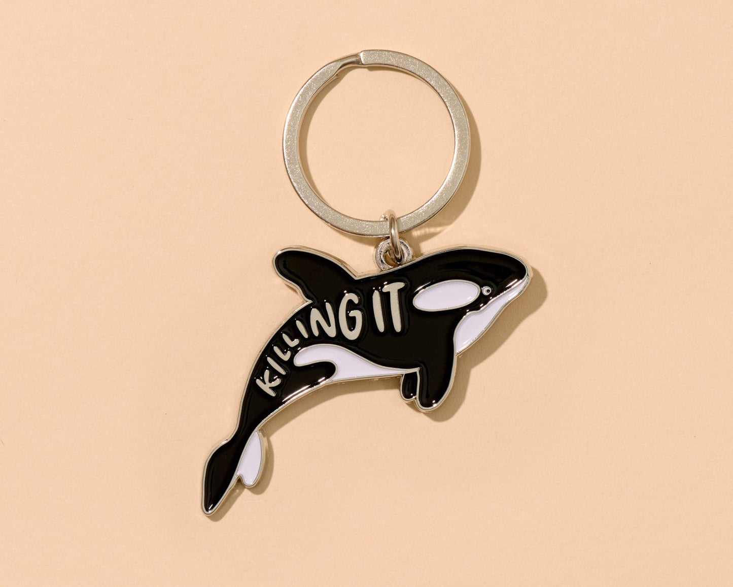 And Here We Are - Killing it Orca Enamel Keychain Killer Whale - stocking stuffer