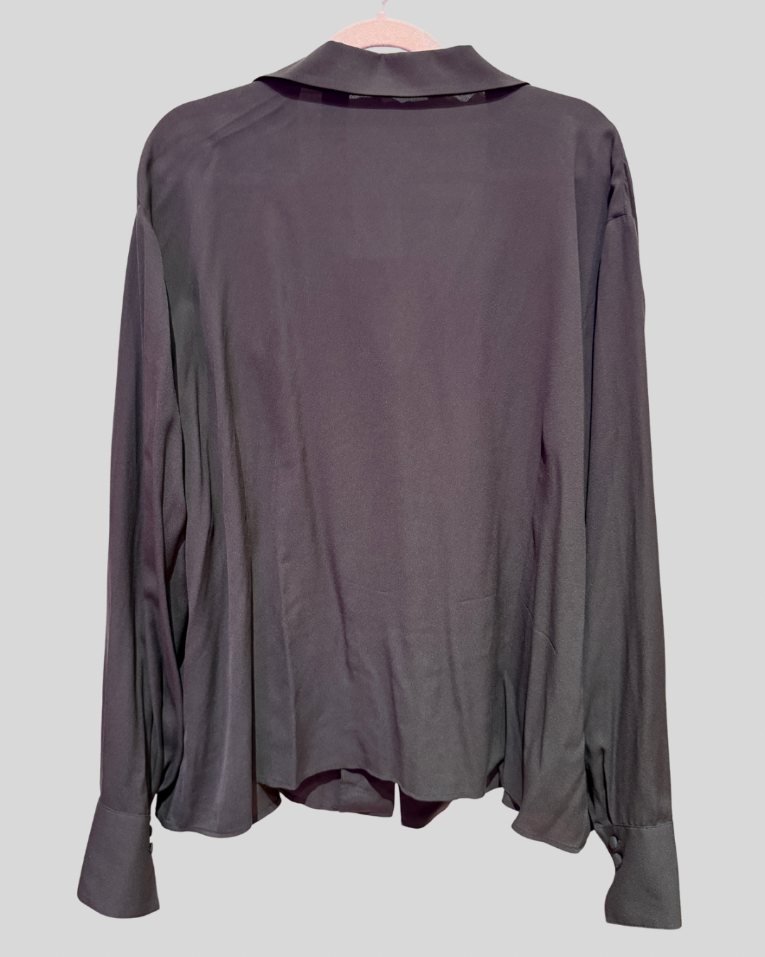 Liz Claiborne Deep Brown Silk Ruffle Front Blouse (24)