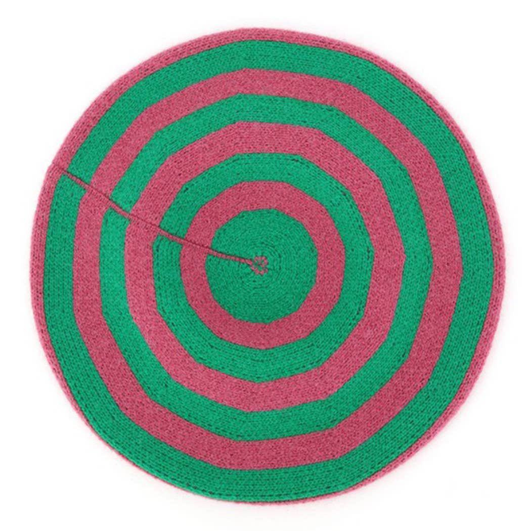 Striped Knit Beret: PKGR
