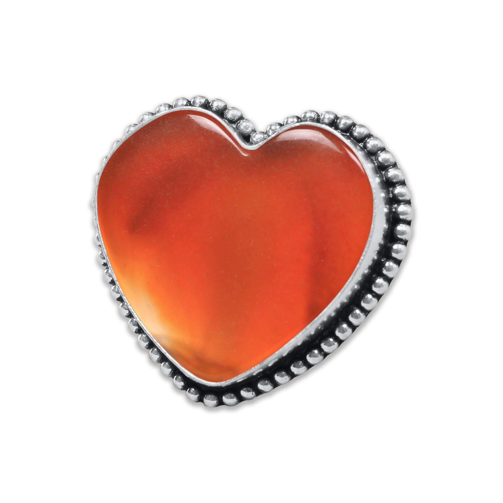 Heart Crystal Rings – Silver-Plated, Handmade, Assorted Natural Stones (US Sizes 6–10, Non-Adjustable) | Wholesale: Silver / 10 Rings