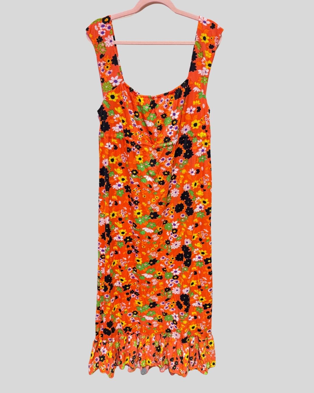 Vintage Handmade orange floral dress (2-3X)