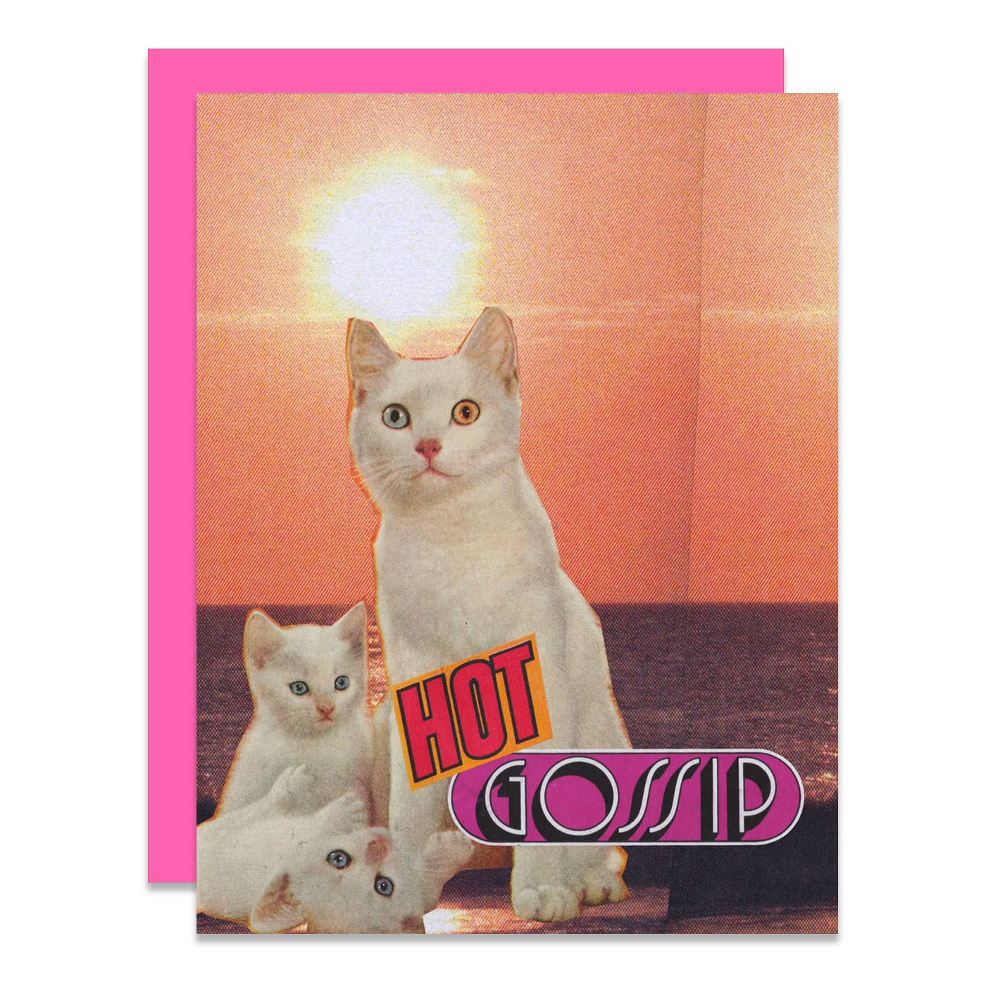 Hot Gossip – Cat Collage Greeting Card