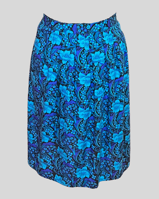 90s Blue Floral Midi Skirt (2X/3X)