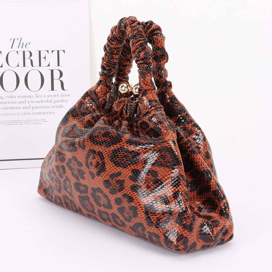 Faux Leather Lprd Metal Frame Bag: LEO
