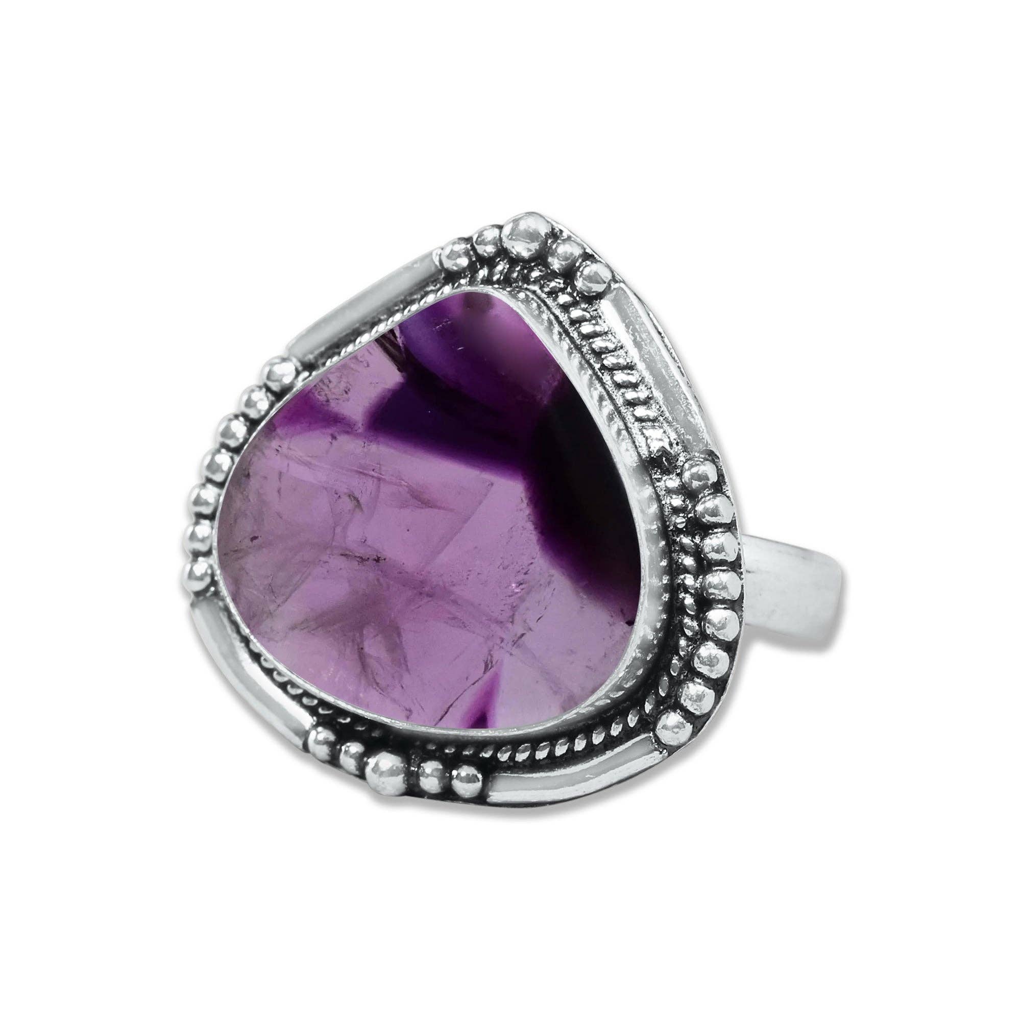 Star Amethyst Rings for Women – Silver-Plated, Handmade, Deep Purple (US Sizes 6–10, Non-Adjustable): 10 Rings