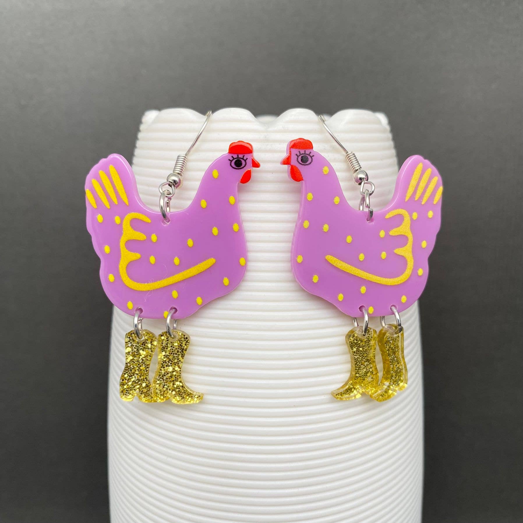 Acrylic Cock Dangle Earrings - YK: Green