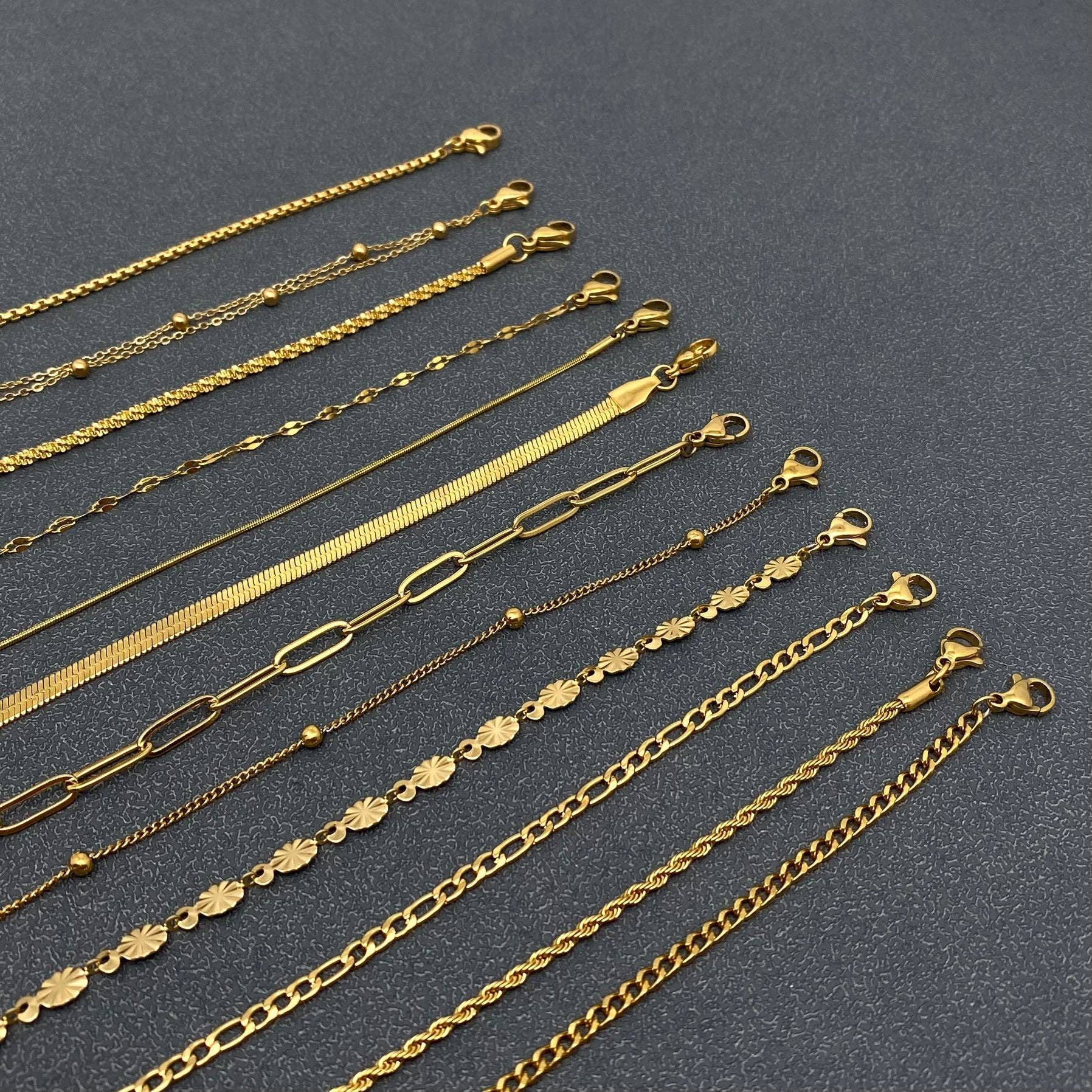 Multi Style 18K Golden SS bracelet Chain DIY Accessories-FGS: E