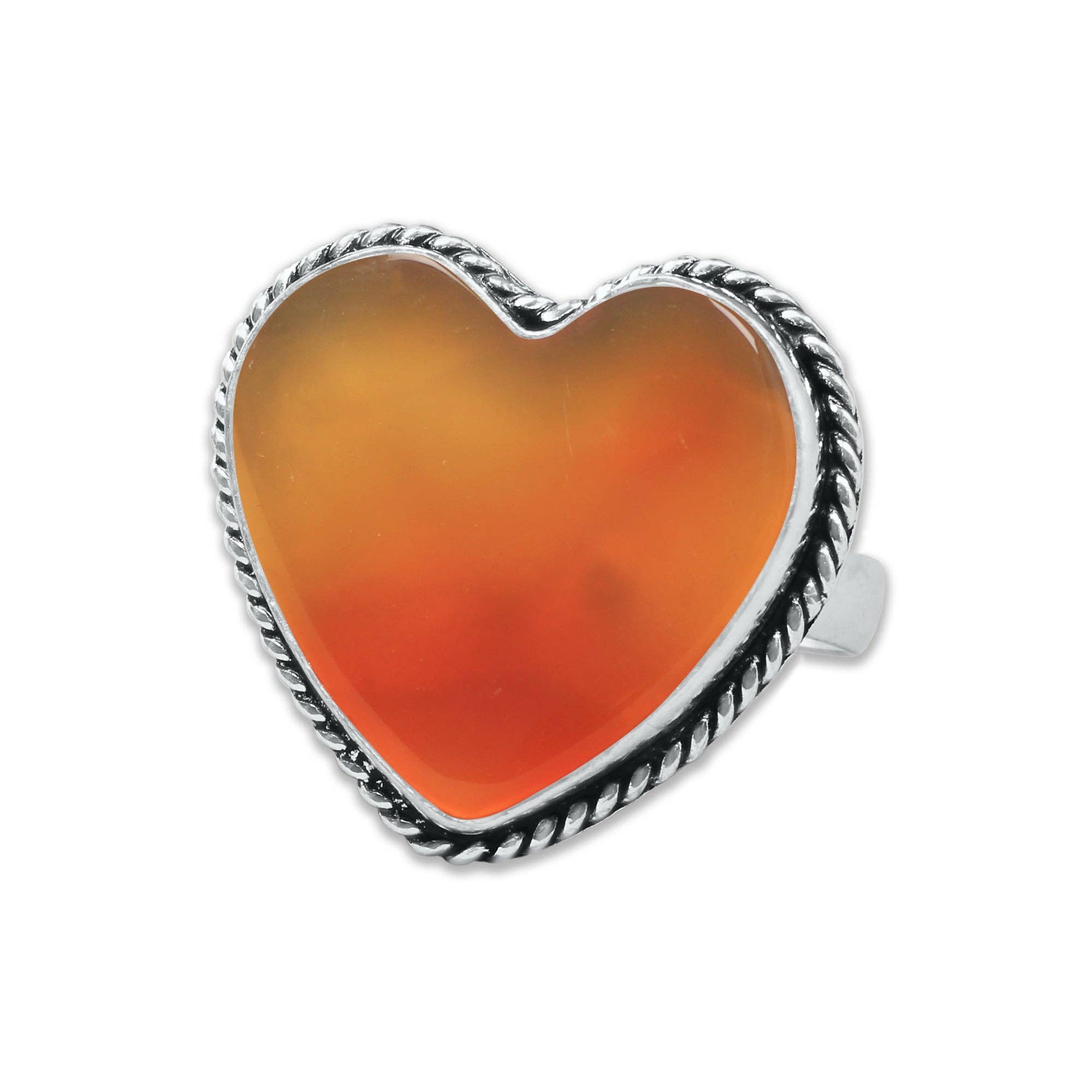 Heart Crystal Rings – Silver-Plated, Handmade, Assorted Natural Stones (US Sizes 6–10, Non-Adjustable) | Wholesale: Silver / 10 Rings