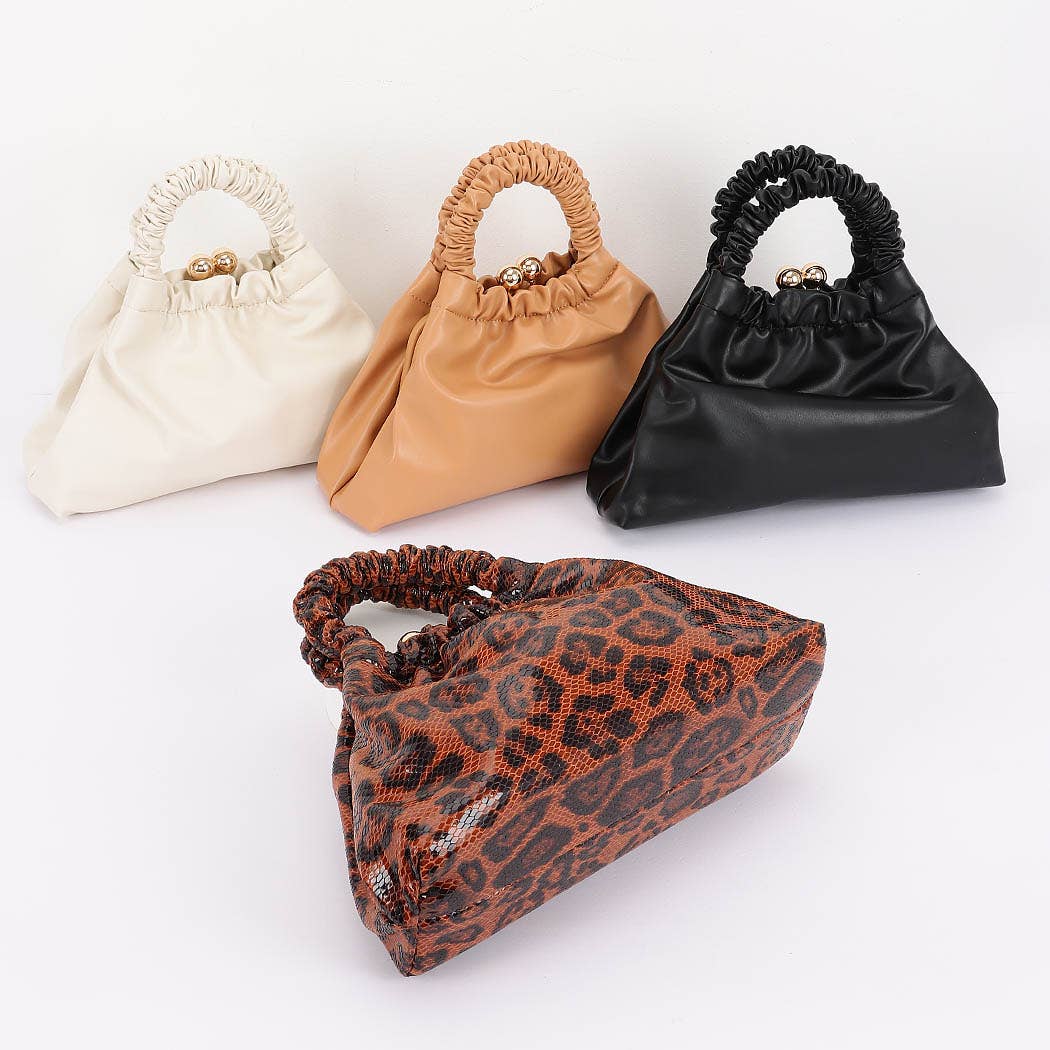 Faux Leather Lprd Metal Frame Bag: LEO
