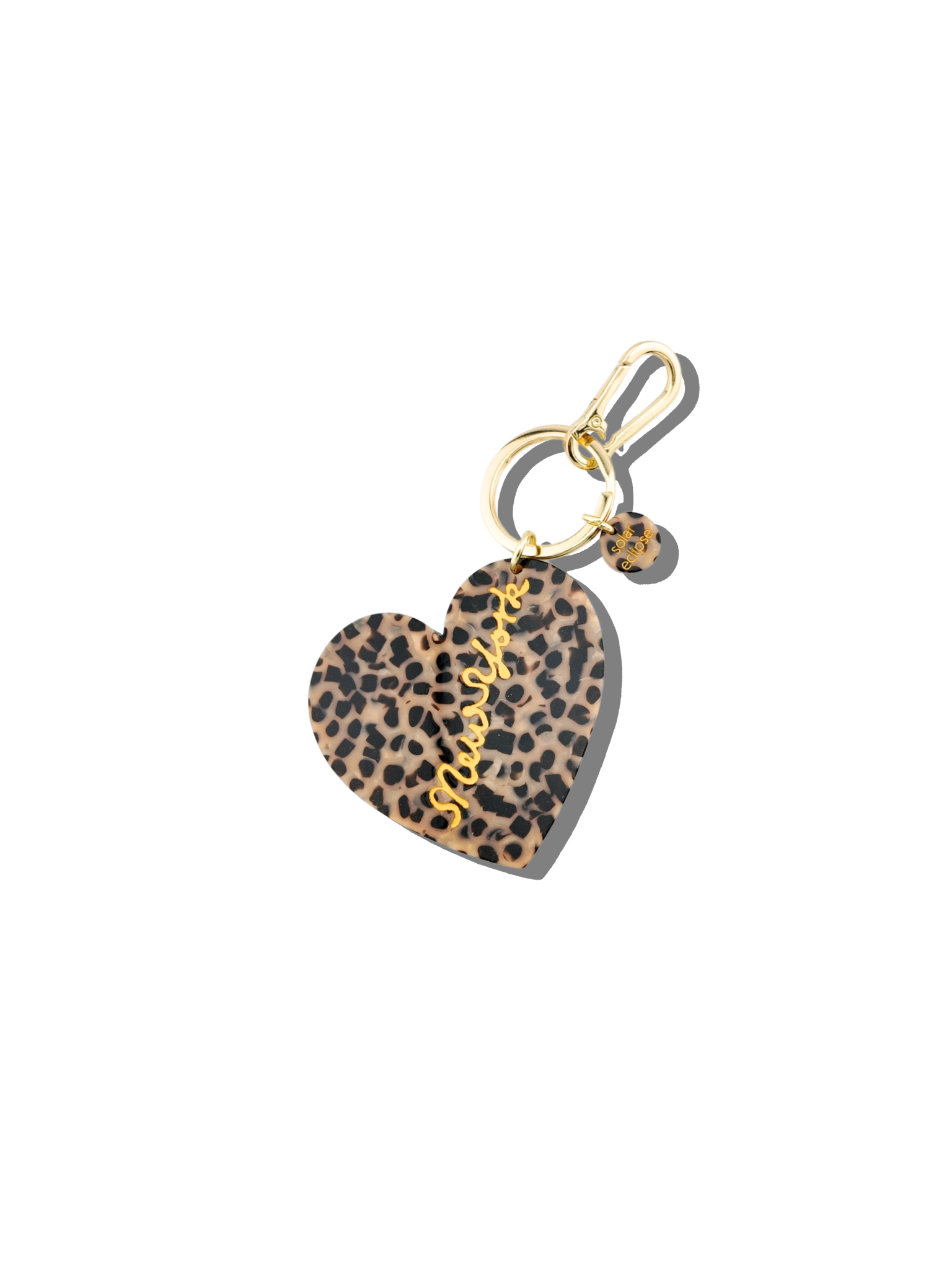 Hand Painted New York Heart Bag Charm + Keychain Leopard