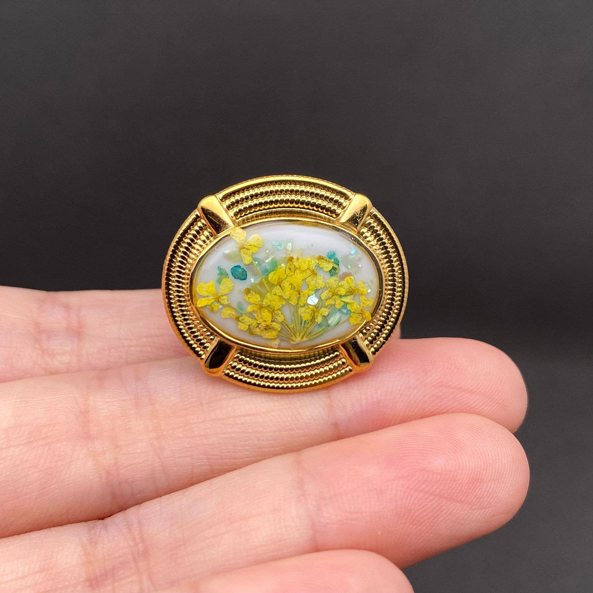 Dried Flowers Geometric 18K Gold Plated S.teel Ring - PDF: Style E