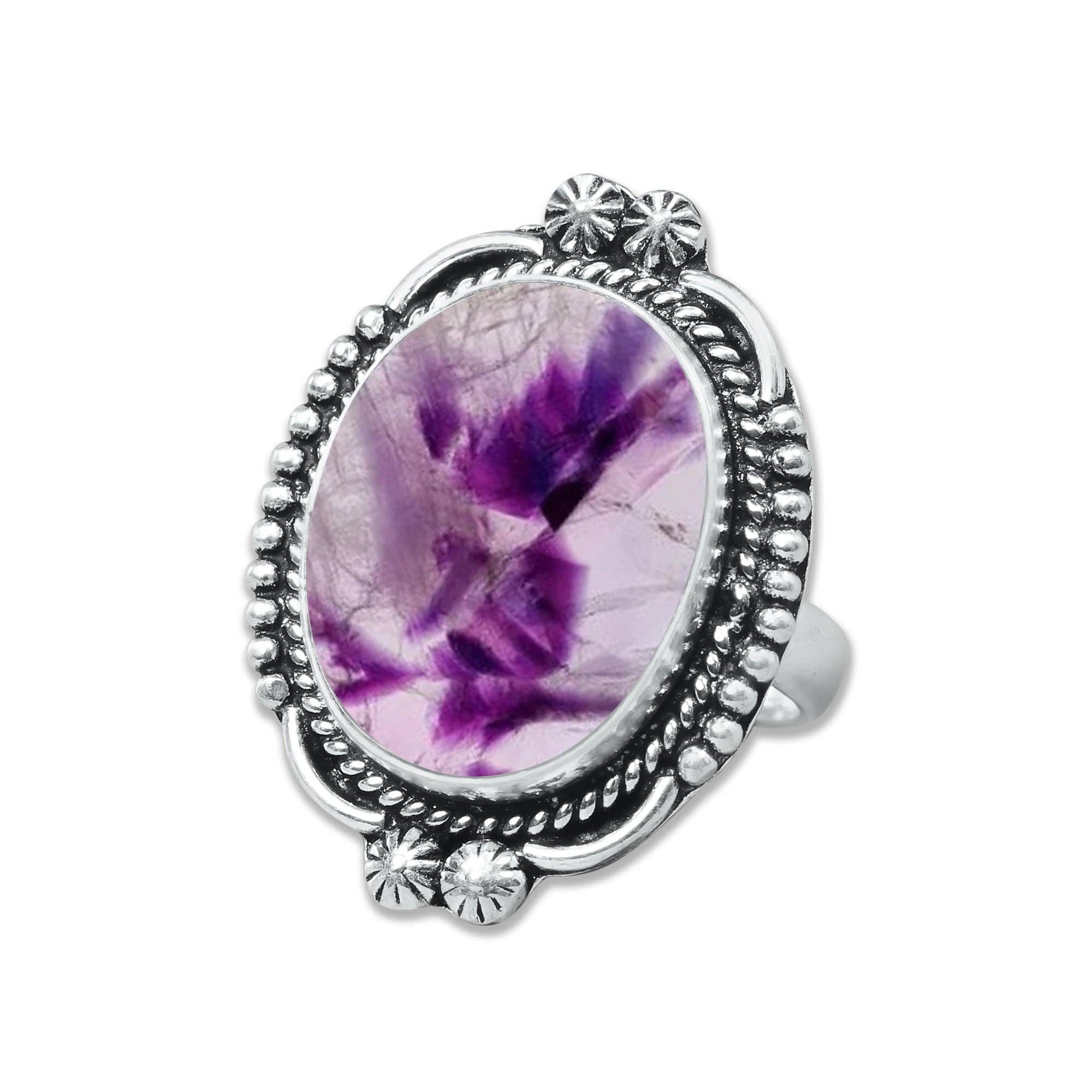 Star Amethyst Rings for Women – Silver-Plated, Handmade, Deep Purple (US Sizes 6–10, Non-Adjustable): 10 Rings