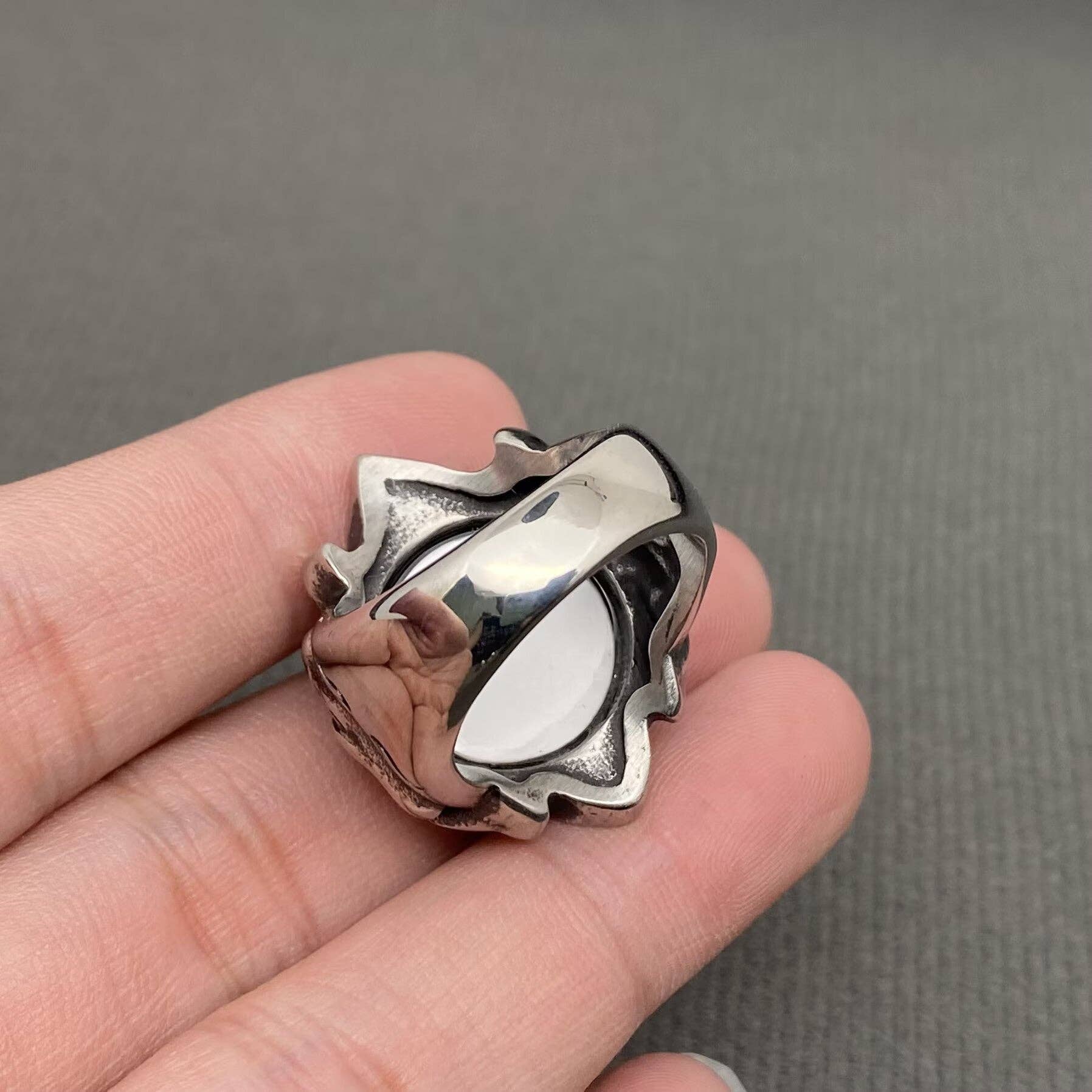 Multicolor Devil Eye Men's Stainless Steel Ring - MJ/MR: Blue / 11