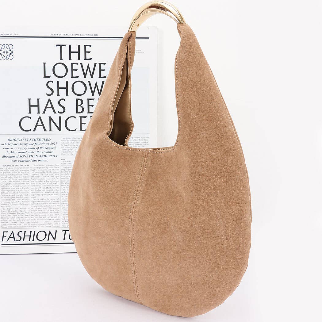 Faux Blk Suede Leather Hobo Bag: BK