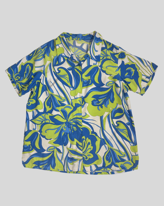 Vintage Unbranded Floral Print Button Down (1X)