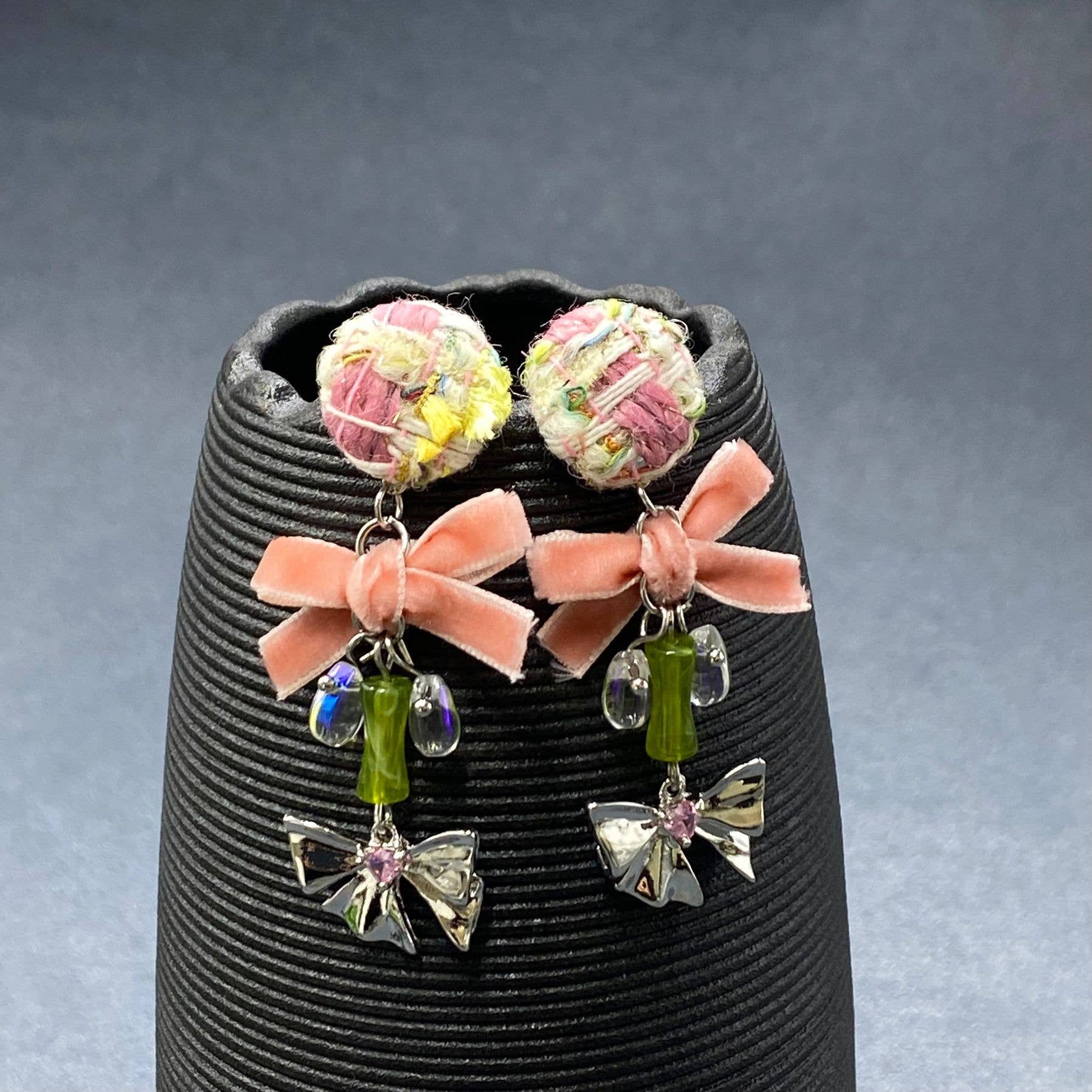 Double Bow Dangle Earrings - YK